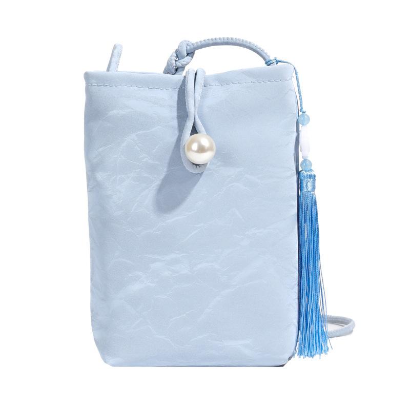 

New Guofeng mobile phone bag women s messenger bag Korean version mini shoulder bag Macaron simple small bag синій