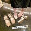 Thick round head casual thick heel European and American ins high heel summer Mary Jane small leather shoes women's  single shoes platform