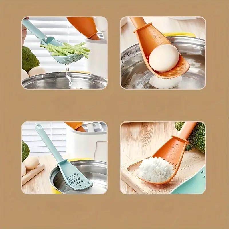 White Plastic Draining Spoon Multi Functional Potato Masher Vegetable Washing Draining Rice Spoon Kitchen Accessories