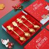 4 Stück Weihnachten Besteck Dessertlöffel Set Festival Spaß Wiedersehen Familie Dekoration Lebensmittelqualität Elegant Rostfrei Weihnachtsbesteck