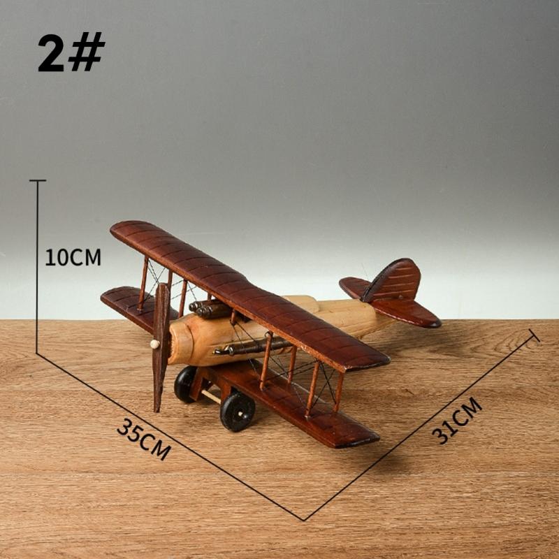 Handmade Wooded Air Plane Model Ornament Living Room Desktop Creative Decoration
