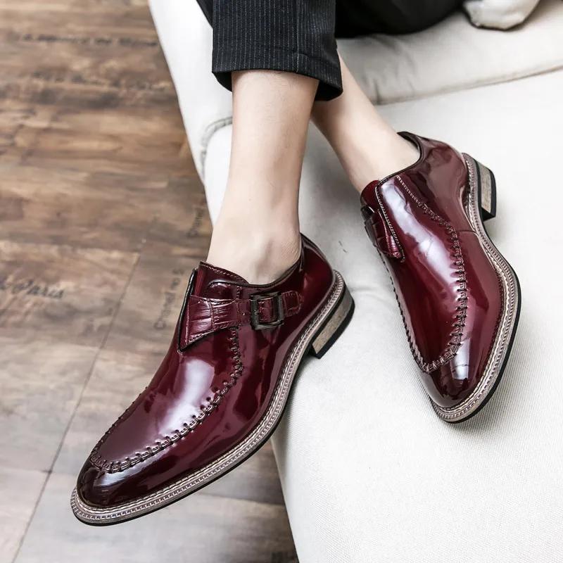 Fashion British Style Men's Black Dress Shoes Big Size 47 48 Pointed-Toe Leather Formal Shoes Men Luxury Red Oxford Shoes Man Moccasin