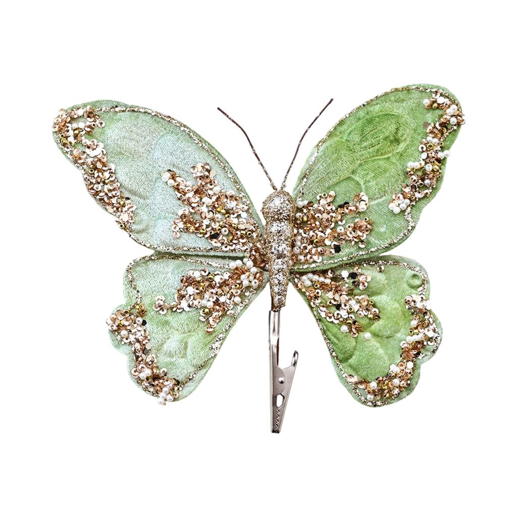 Christmas Tree Gold Powder Decorations, High-end Fabric Sequins, Simulated Butterfly Pendants, Christmas Floral Accessories