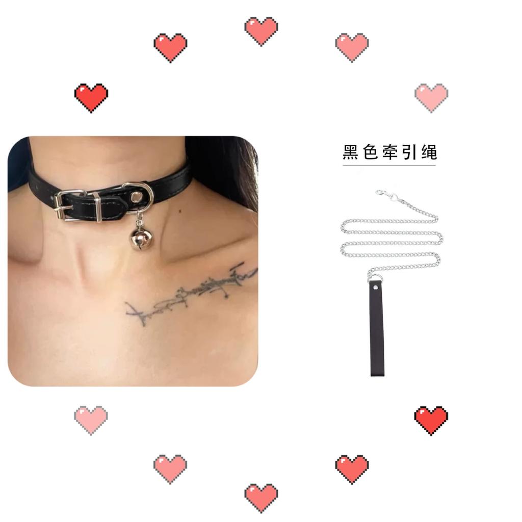 Black Bell Choker Sweet Cool Collar Female Collarbone Chain Neck Chain M Versatile Neck Strap Chocker Male Neck Ring Babes