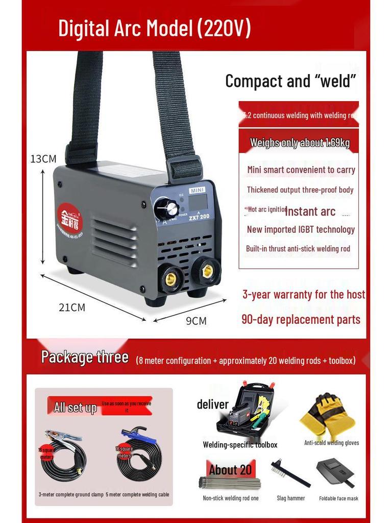 Household & Industrial Dual Voltage Electric Welder 220V/380V - Full Mini Portable Set