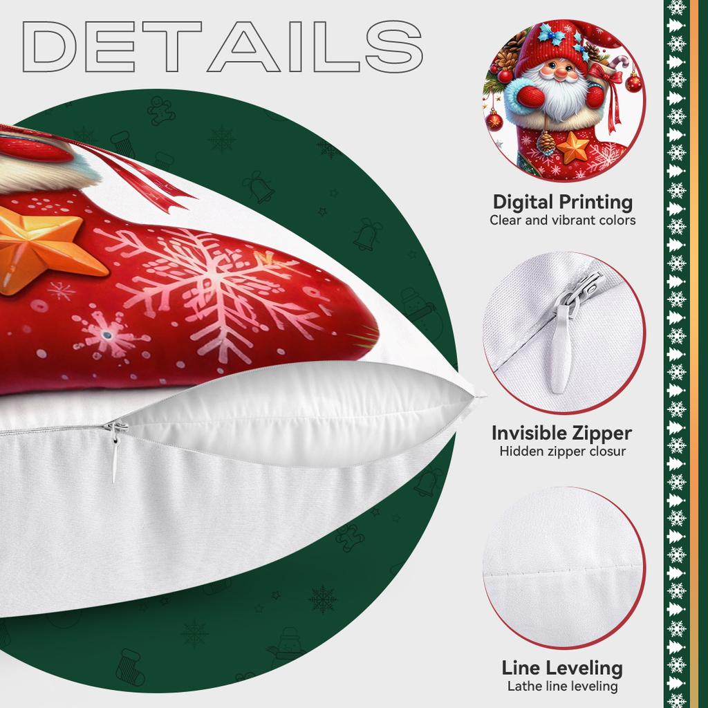Christmas Socks Theme Pillowcase Bedroom Sofa Cushion Cover 100% Polyester Living Room Soft Cushion Pillowcase Home Decor