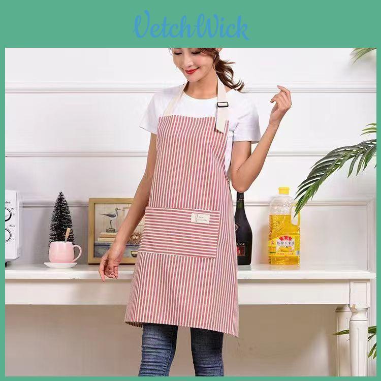 Tablier rayé sans manches réglable de style japonais avec serviette pour usage de cuisine