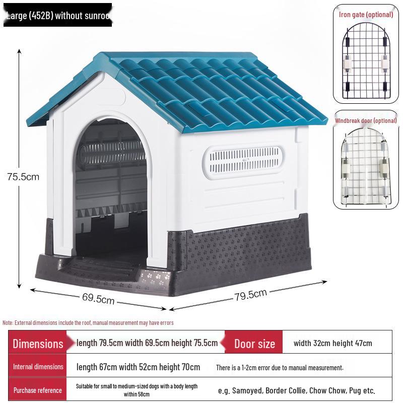 Four Seasons Universal Outdoor Dog House: Breathable, Rainproof Pet Nest for Medium & Large Dogs