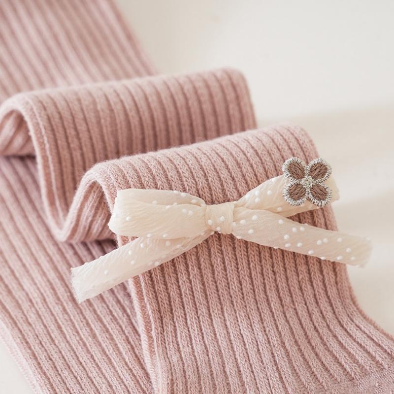 Kinder Mädchen Baumwolle Rippstrumpfhose Kleinkind Kinder Frühling Herbst Prinzessin Strick Schleife Strumpfhose Neugeborenes Säugling Hose Baby Accessoires