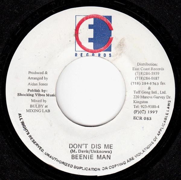 

7inch Record BEENIE MAN - Don t Dis Me ECR083 East Coast Reco 1997 Jamaica Reggae, Ska & Dub Used