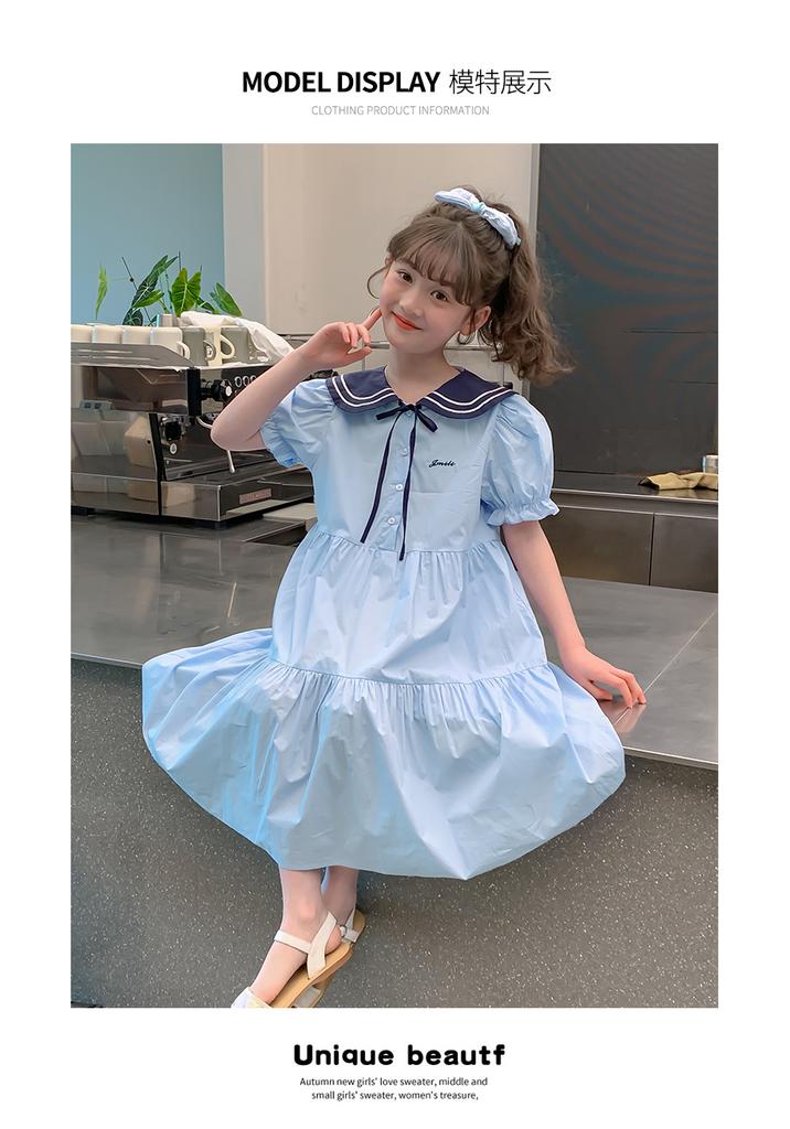 Girls' Summer Dress 2026 New Stylish Girls' College Style Dress Children's Summer Dress Super Beautiful Princess Dress