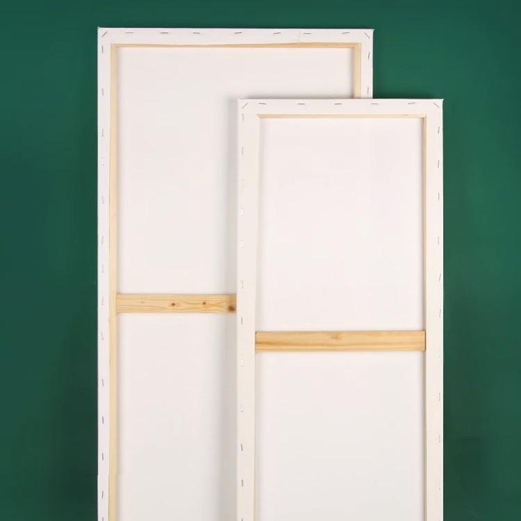 Long Strip Solid Wood Framed Canvas: Rectangle Acrylic Painting On Pure Cotton Linen