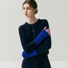Artistic Color-Block Cashmere Cardigan: 2025 Autumn/Winter Women's Versatile Round Neck Knitwear