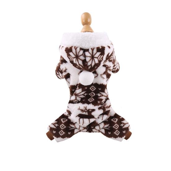Autumn Winter Elk Pattern Four-legged Hooded Christmas Pet Clothes Dog Supplies