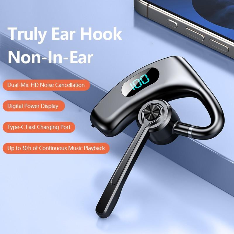 

Bluetooth 5.3 Wireless Headphone Single-Ear Earhook Headset Extra Long Range Business Meeting Earphone With Mic