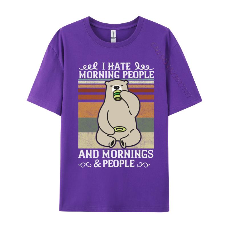 Odio i mattinieri e le mattine e le persone Caffè Orso T-shirt Casual Divertenti Casual Unisex T-shirt Regalo T-shirt