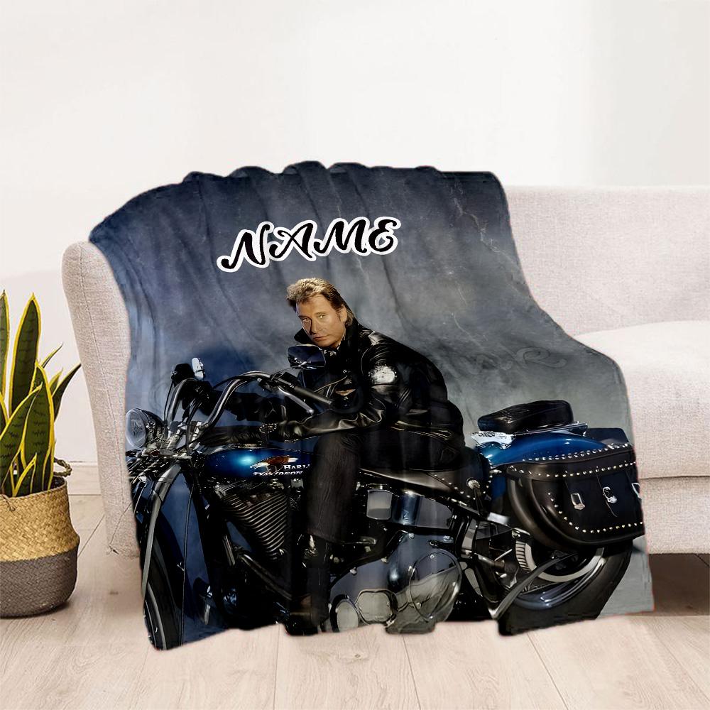 Motorcycle Fashion Icon Customize Text Blanket Gift Personalized Blanket Durable Comfort Suitable for Bed Couch Office Chair Nap All-Season Use