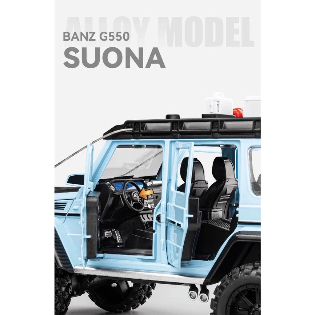 1/24 Scale Diecast Mercedes-Benz G550 4X4 Modified Version Off-road Car Sound and Light Pull Back Children's Toys Collection Gift Box