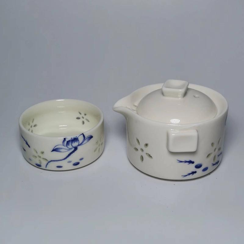 Hurtowy porcelanowy zestaw do herbaty 1 dzbanek 1 filiżanka, wysokiej jakości piękny i elegancki czajniczek Gaiwan i filiżanki łatwo podróżny czajnik
