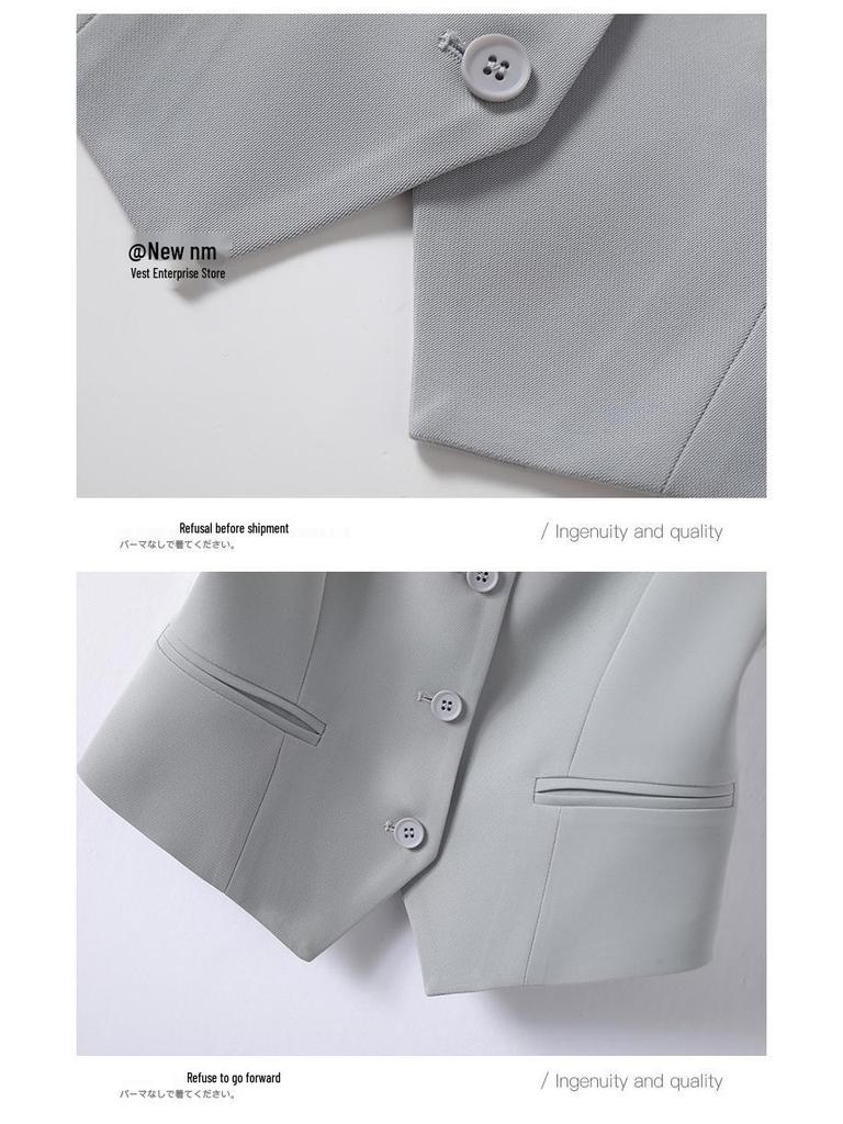 Gray Women's Petite Sleeveless Suit Vest - New Outerwear Top