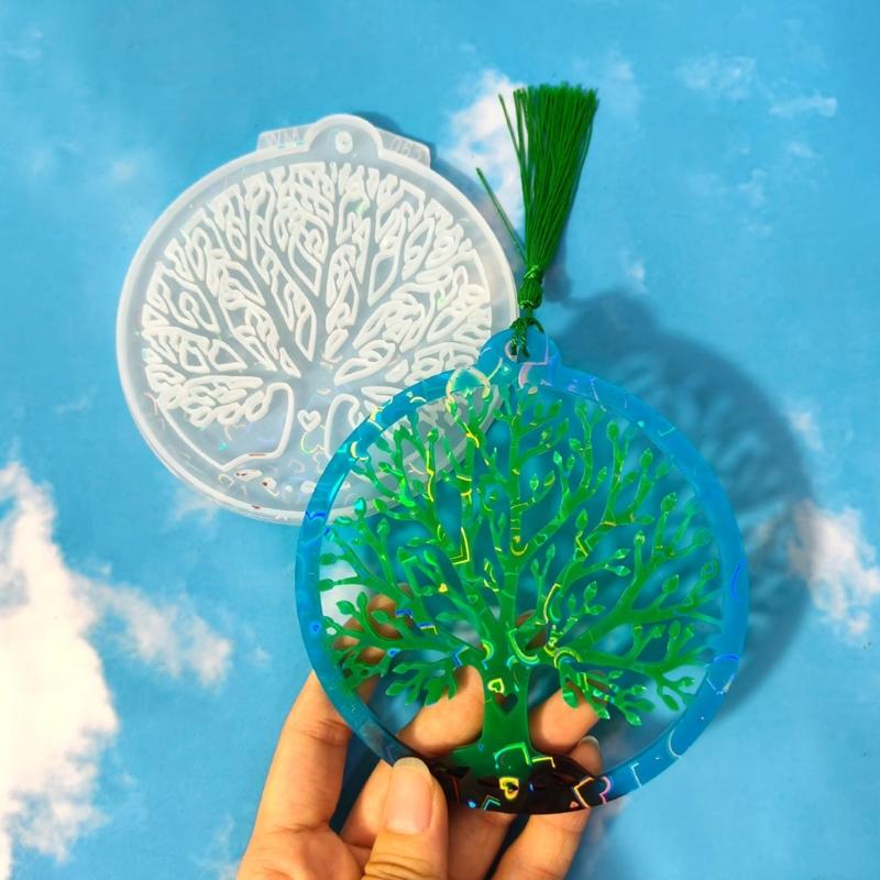 Round Branch Resin Mold Silicone Casting Mold with Leaf Cutout Details, Easy Release Design for DIY Hanging Ornament and Handmade Craft Use