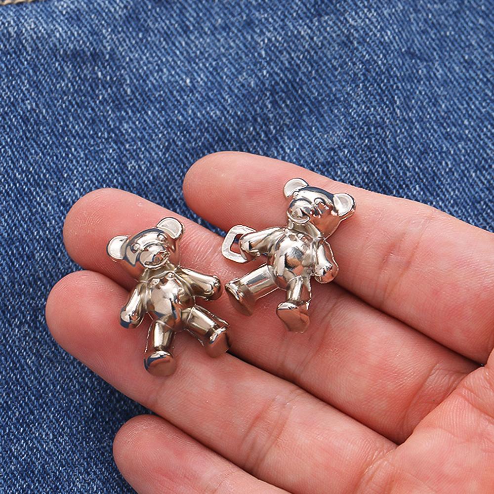Colorful Metal Bear Tighten Waist Button for Women Pant Jeans Adjustable Detachable Waist Clip Metal Pins Clothing Accessories