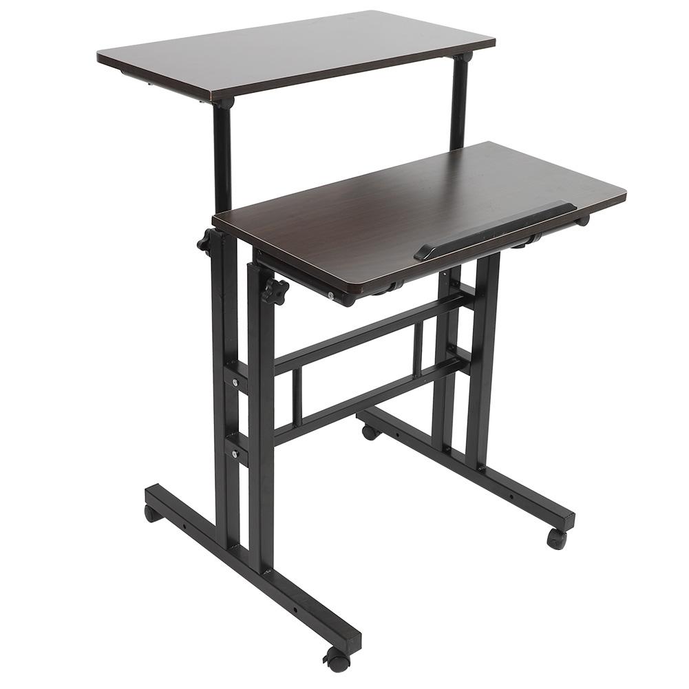 60cm Adjustable Height Stand Up Laptop Desk Computer Standing Desk with Rollers Laptop Computer Stand Desk Stand Up Laptop Desk