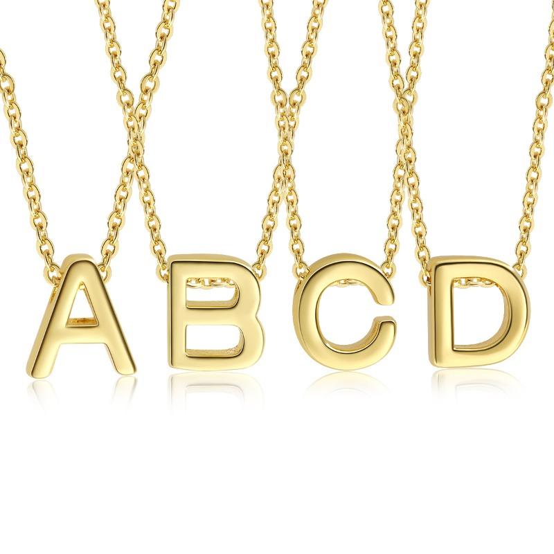 26 Large Capital English Letter Necklace Polished Smooth Hole-Punched Pendant Fine Chain Women's Item