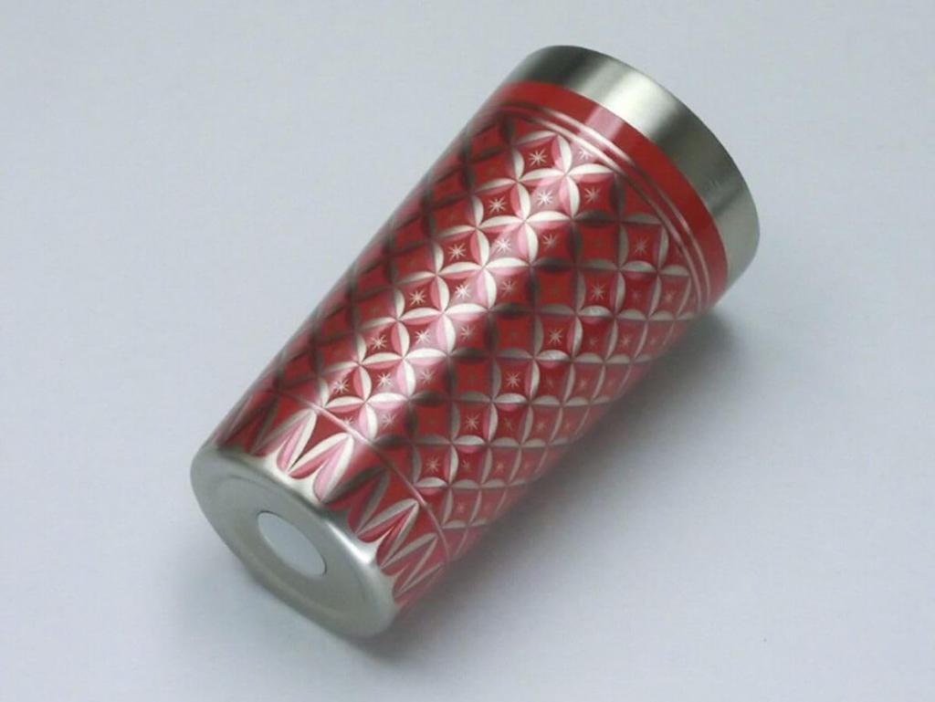 J-kitchens Select Doppelwandiger Vakuum-Becher aus Edelstahl, Rot, Holzbox, 350ml