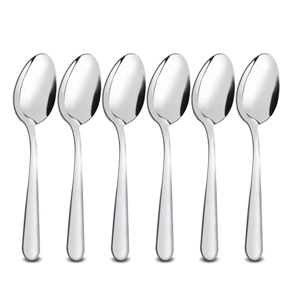 6/12/24PCS Stainless Steel TeaSpoons Cutlery Set Creative Coffee Spoon For Ice Cream Cake Dessert Scoop Tableware Dinnerware Set