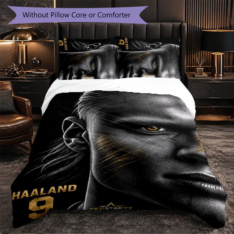 Biancheria da Letto a Tema Erling Haaland Set 3 Pezzi Copripiumino Biancheria da Letto Decorativa Per Stanza Adolescenti Decorazione Casa