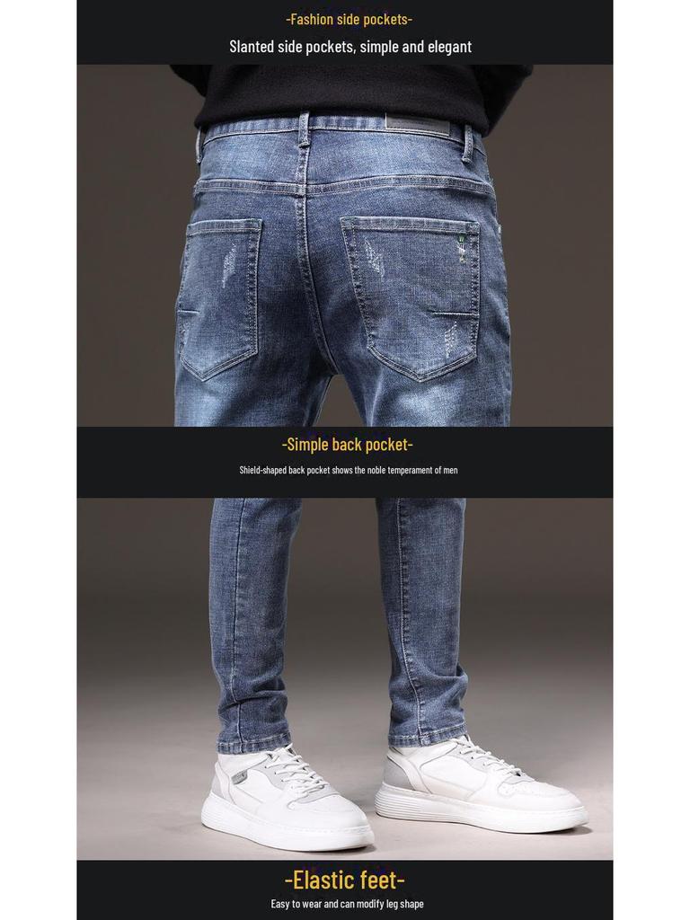 Herren Slim Stretch Klassische Blaue Jeans 2024 - Ganzjahres-Freizeitkleidung