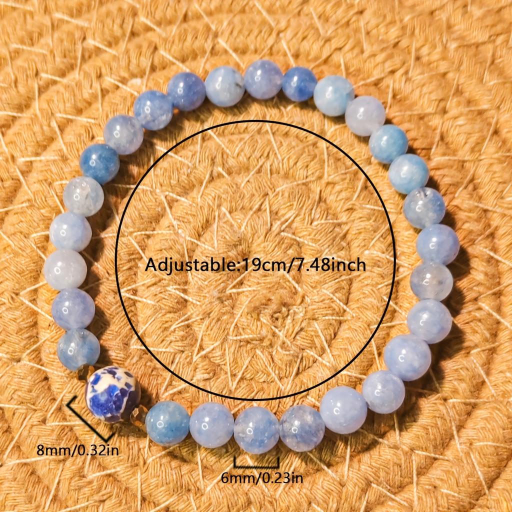 1PC 6mm Blue Natural Stone, Suitable for Daily Party Accessories, the Most Unique Gift for Friends and Family