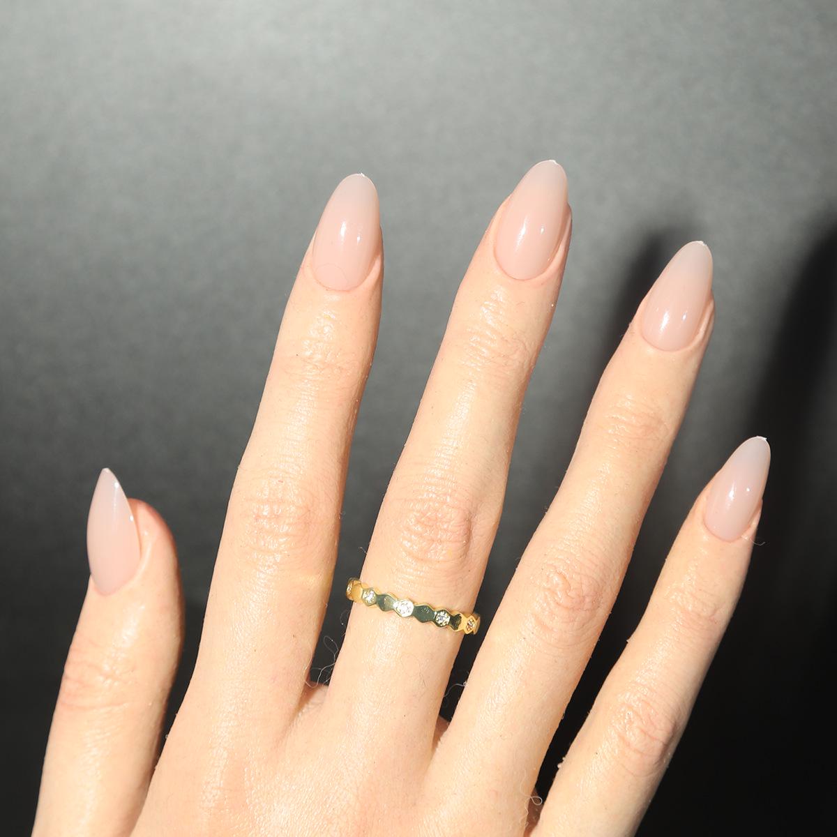 Solid Color Short Almond Glossy Press-On Nails - 30 Piece Set Glue Type