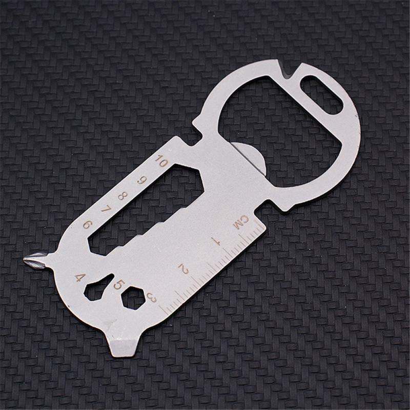 Nyckelring med kapsylöppnare Universal Multifunktionell Kapsylöppnare Sexkantigt Hänge Stål Nyckelformad Utomhus Kortverktyg