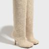 Mode Weitende und Vergrößernde Damen Kniehohe Wildleder Weitschaft Quadratische Zehenpartie Hohe Stiefel Schuhe für Damen Plateau-Stiefel