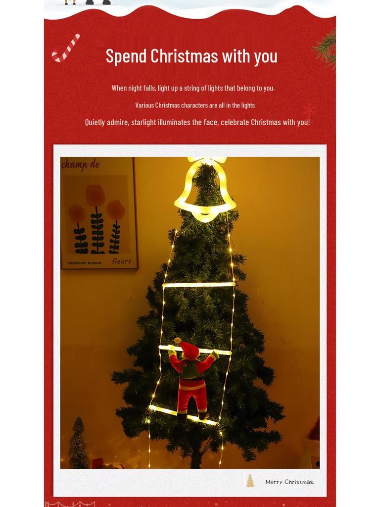 LED Santa Climbing Ladder Christmas Tree String Lights