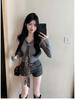 V-neck Leopard Print Tie Patchwork Long-sleeve Top for Women - Autumn Hooded Collarbone Style