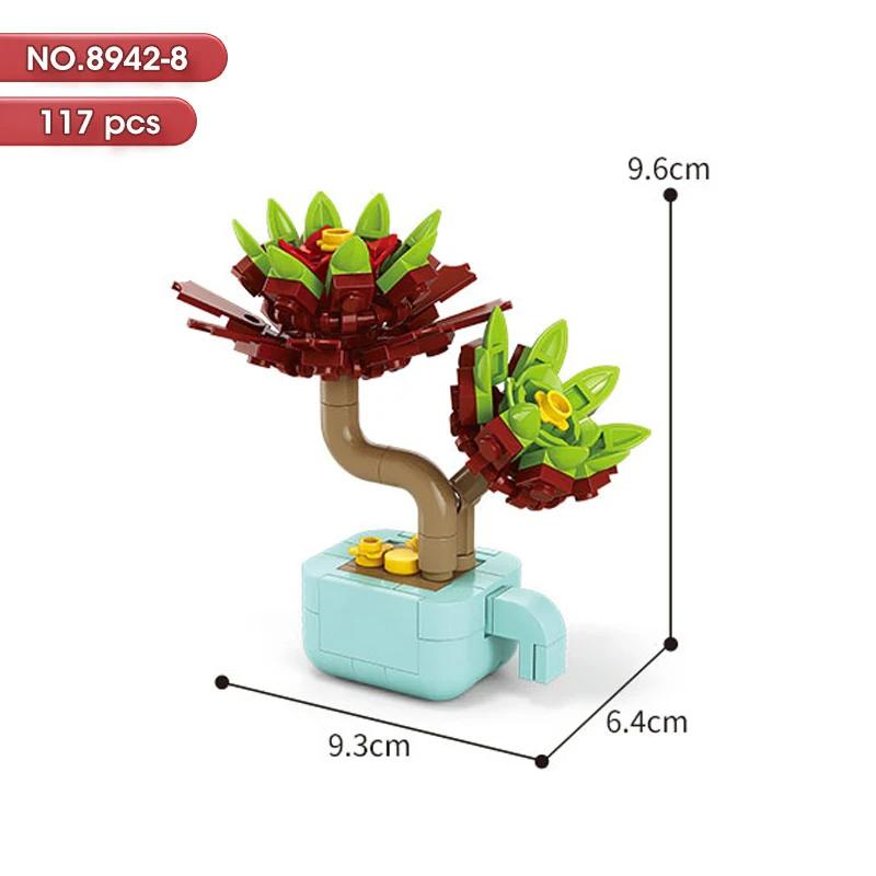 New Flowers Succulents Building Blocks Everlasting Bonsai Tree Gardens Romantic Girls Bricks Potted Plants Hot Model Kids Toys