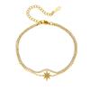 Simple Versatile Rhinestone Eight-Pointed Star Heart Pendant Full Diamond Chain Double Layer Bracelet
