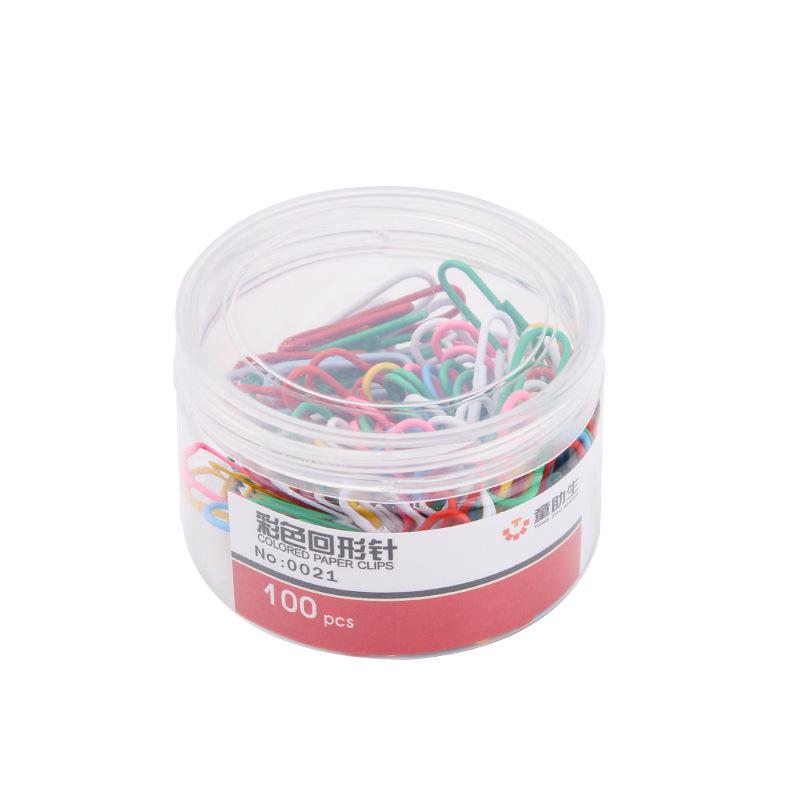 Fargerike 28 mm papirklemmer med plastbelegg, 100 stk., for kontor- og bokbruk