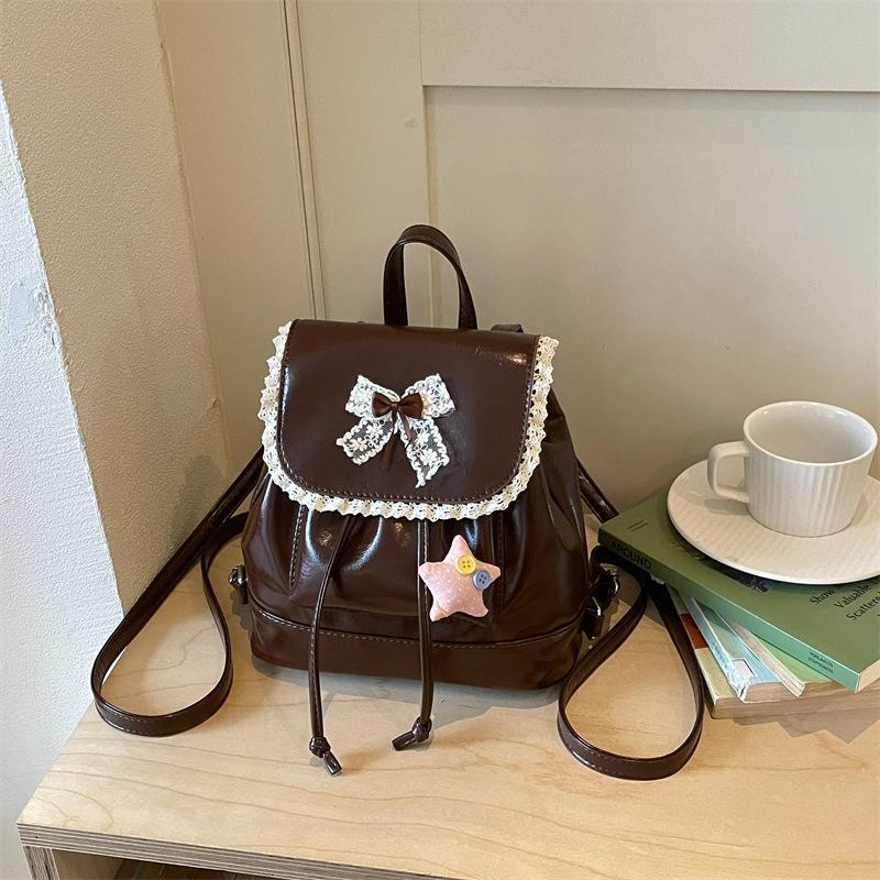 Schoolbag Korean version of the new ins trendy lace backpack women's relaxation niche ballet style travel commuting small backpack