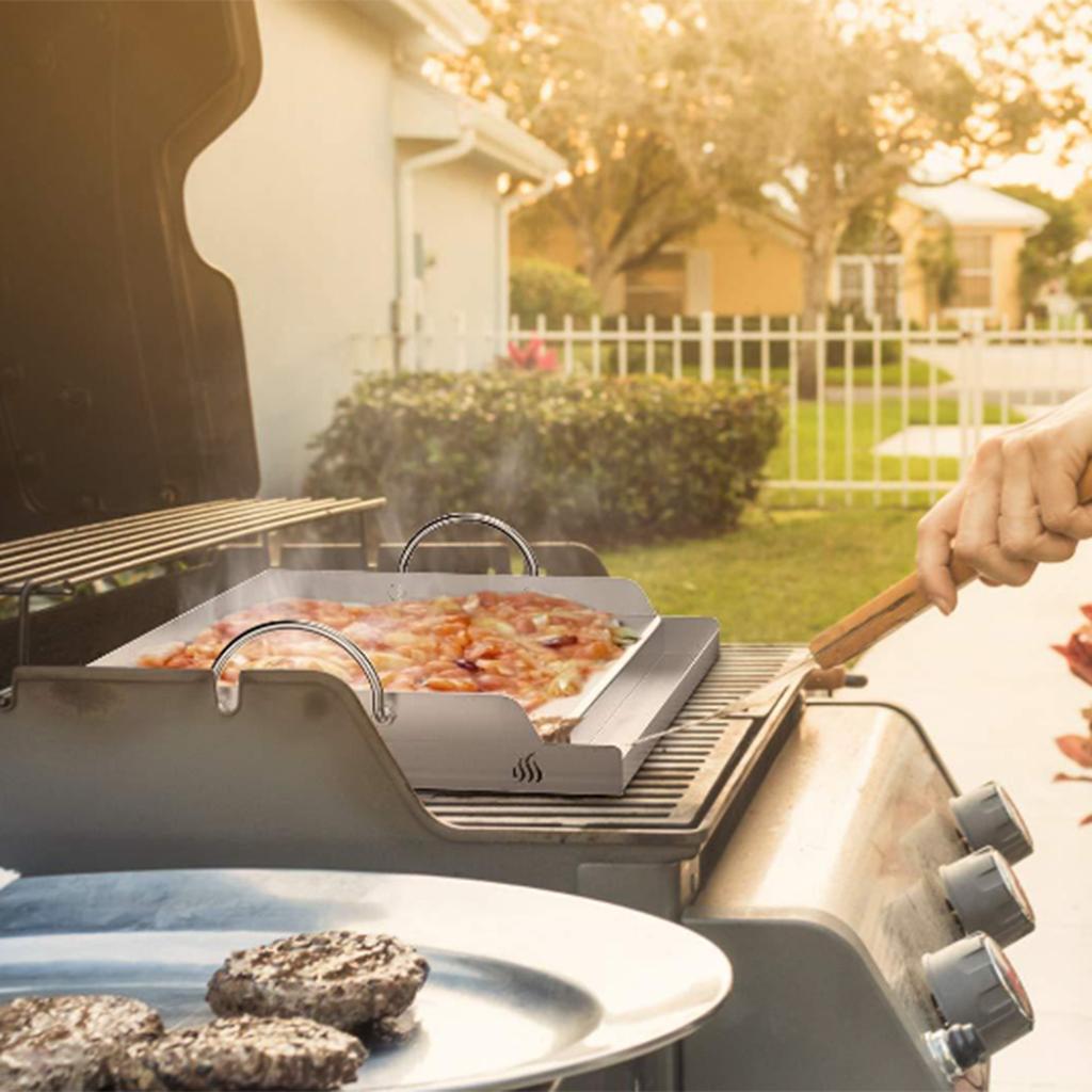 Edelstahl Kochplatte BBQ Werkzeuge Grillen Kochgeschirr Flache Oberplatte Einsatz für Partys Camping Grills Tailgating Outdoor