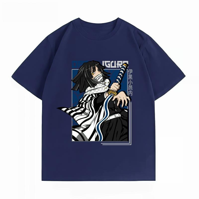 Demon Slayer Obanai Iguro 100 Cotton Unisexs Tshirt Summer New Unisexs Clothing Casual Short Sleeve Anime Print Tee