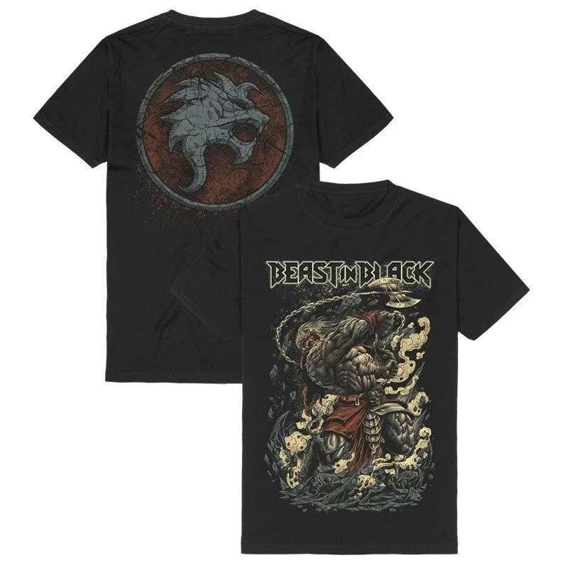 Nya metallbandstryckta T-shirts för sommar och höst 2025 lösa, avslappnade och sportiga kortärmade streetwear för män och kvinnor