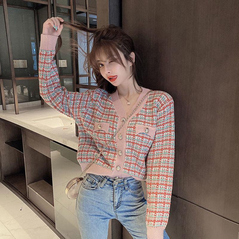 Autumn Knitted Sweater Fashion Casual Loose Jacket Long Sleeve Short Young Women Top