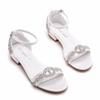 Damen Sandalen Mode Sexy Strass Seide 2CM Flache Absätze Schnallenriemen Braut Hochzeit Damen Schuhe Weiß Damen Kleider Sandalen
