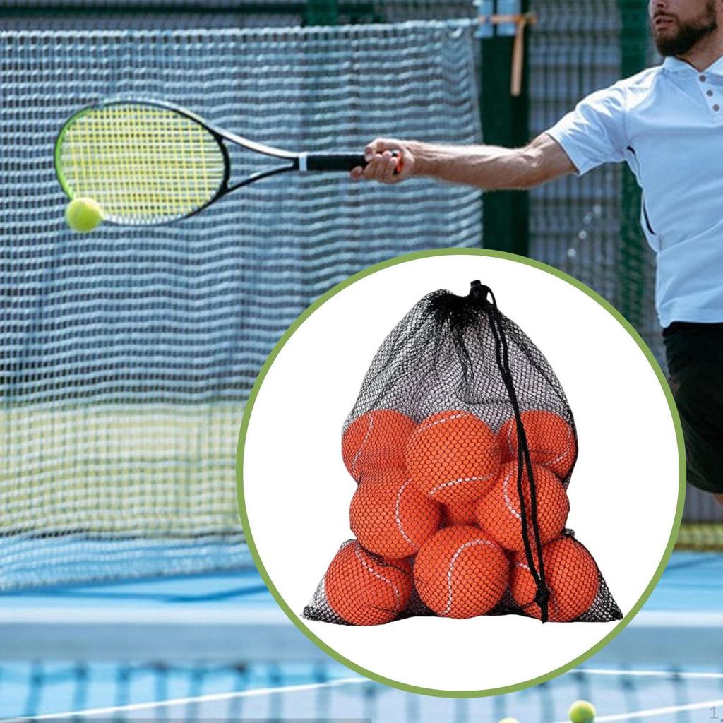10 Pieces Tennis Balls with Storage Mesh Bag Workout for Pet Dog Adults Kids Yellow