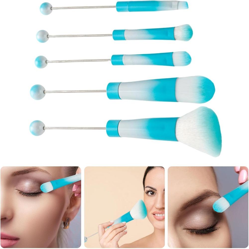 5 PCS Metal Handle Beaded Makeup Brush Set Soft Makeup Brushes Gifts Eyeshadow Brush