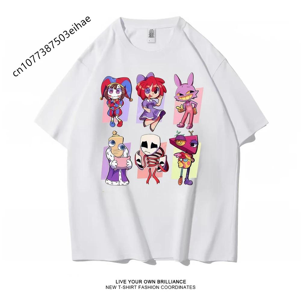 La Fantastica T-shirt Grafica del Circo Digitale Pomni Jax per Adulti e Bambini Universale Poliestere Y2K Streetwear Manica Corta Top Quotidiani